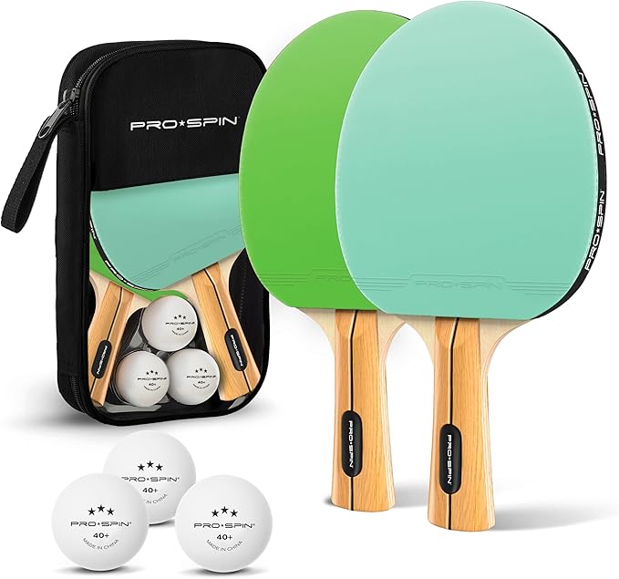 PRO SPIN Ping Pong Paddles - High-Performance Set with Premium Table Tennis Rackets, 3-Star Ping Pong Balls, Compact Storage Case | Professional Quality Ping Pong Paddle Set | Indoor & Outdoor Games