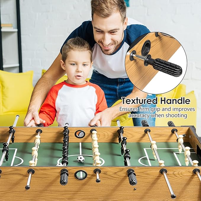 RELAX4LIFE 48'' Foosball Table, Wooden Soccer Game Table with 2 Footballs, Score Devices, Recreational Foosball Games for Kids & Adults, Arcade Table for Pub, Bars, Parties Family Night Game