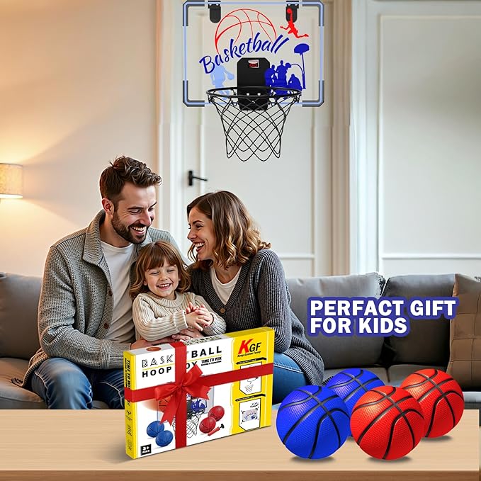 Basketball Hoop Indoor for Kids 4-12 Years Old, Over The Door Mini Hoops with 4 Balls, Scoreboard & Music Accompaniment, Cheering Sounds, Indoor Basketball Hoop Sports Toy Gift for Boys Girls