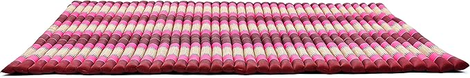 Leewadee - Foldable Floor Mattress - Japanese Roll Up Futon -Trifold Tatami Mat- Guest Floor Bed - Camping Mattress - Thai Massage Mat, Kapok Filled, 75 x 57 inches, Auburn Pink
