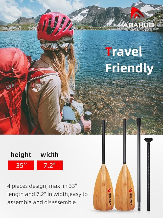 Abahub SUP Paddle - 3 Piece Adjustable Paddles - Lightweight Stand-up Paddle Oars for Paddleboard, Adjustable Aluminum Alloy Shaft 68" - 84", Black/Blue/Green/Orange/Red/Yellow Plastic Nylon Blade