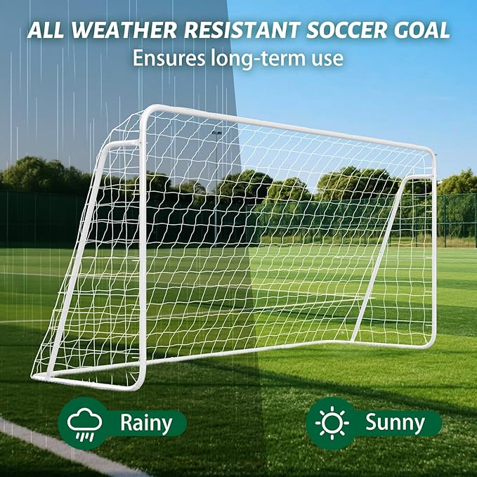 NAIZEA Soccer Goal - 12x6FT/16x7FT/10x6FT/8x6FT/6x4FT Soccer Goals for Backyard - Metal Soccer Goals for Youth Adult - Multiple Sizes Colors - Perfect for Games Indoor Outdoor Practice