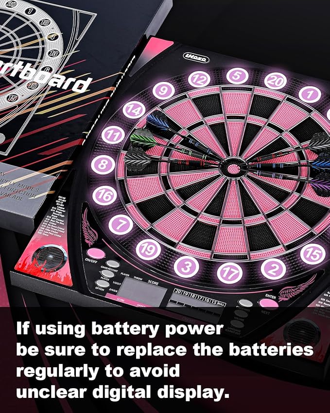 Electronic Dart Board with Bright Score Display, Multiple Games, and Durable Design-Perfect for Family Fun and Competitions-Includes Soft Tip with 12 Darts