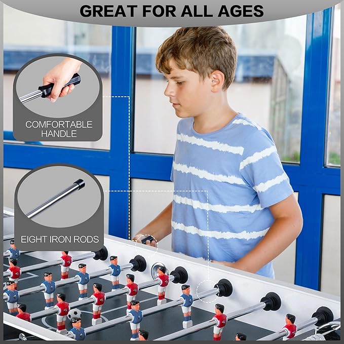 Foosball Table, 58" Competition Sized Soccer Table Game, Heavy Duty Arcade Game Table with 2 Balls for Adult, Kids, Home, Indoor Game Room Sport