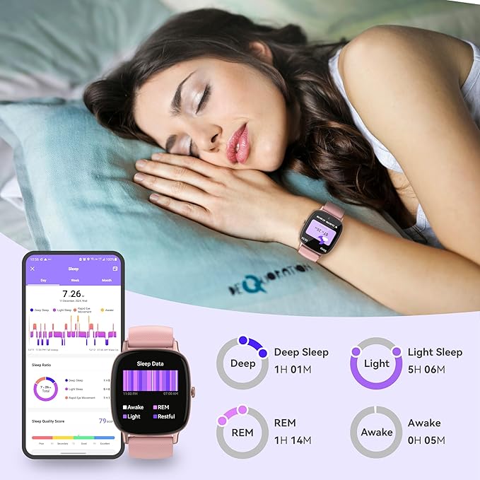 Smart Watches for Women (Answer/Make Calls), 1.85" HD Screen IP68 Waterproof, Fitness Tracker for iPhone Android Phones, Heart Rate Sleep SpO2(Blood Oxgen) Monitor 100+ Sports, 2 Straps
