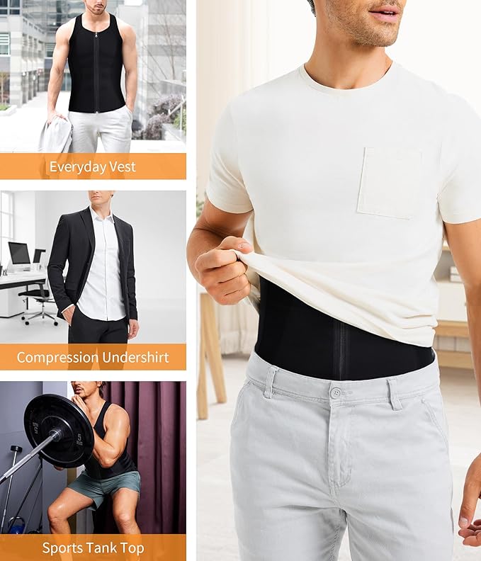 BRABIC Men Sauna Sweat Vest Tank Top Shirt for Weight Loss Waist Trainer Workout
