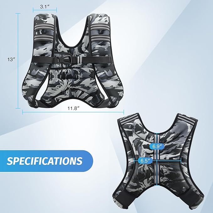 ZELUS Weighted Vest, 6lb/8lb/12lb/16lb/20lb/25lb/30lb Weight Vest with Reflective Stripe for Workout, Strength Training, Running, Fitness, Muscle Building, Weight Loss, Weightlifting