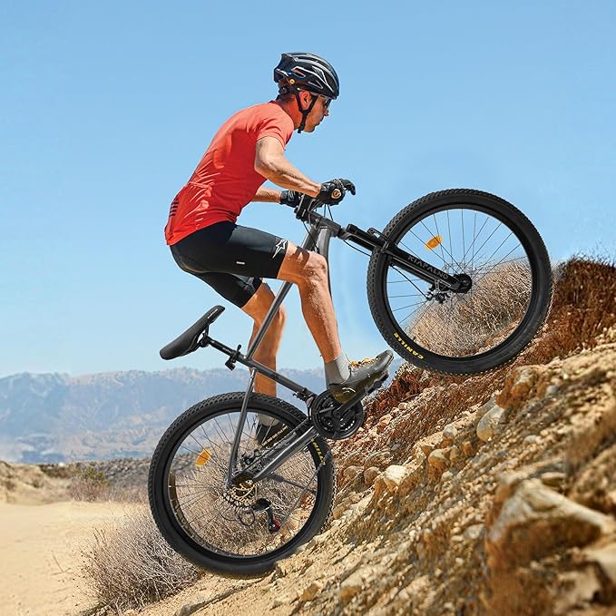 Mountain Bike 24 26 Inch, 21 Speeds Aluminum Frame/High-Carbon Steel Frame, Front Suspension Boys Girls Sport Bike, Adult Teens Bicycle for City Commuters, Summer Ride and Short Trip Camping