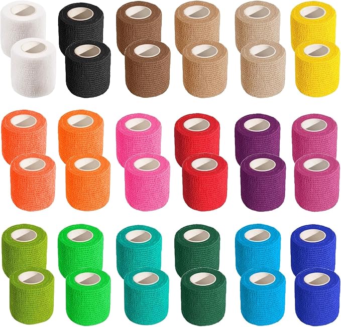 36 PCS Self Adhesive Bandage Wrap 2" X 5 Yards Elastic Cohesive Bandage Wrap Bandage Wrap Rolls Elastic Self-Adherent Tape for Stretch Athletic, Sports, Wrist, Ankle