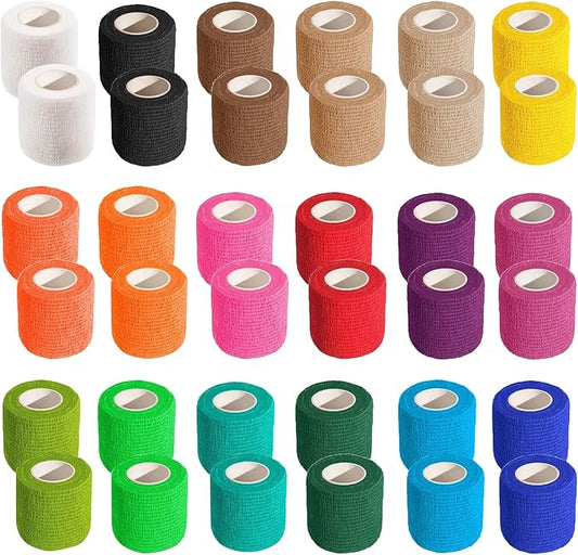 36 PCS Self Adhesive Bandage Wrap 2" X 5 Yards Elastic Cohesive Bandage Wrap Bandage Wrap Rolls Elastic Self-Adherent Tape for Stretch Athletic, Sports, Wrist, Ankle