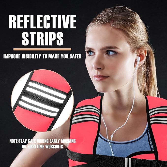 Weighted Vest Men or Women - 5/10/15/20/25/30lbs Weights with Reflective Stripe, Weighted Vest for Workout Equipment for Strength Training Running - Walking Weight Loss