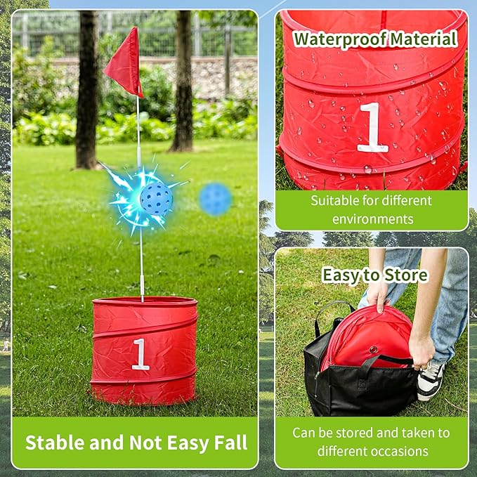 9 Holes-Outdoor Backyard Golf Game Set,Outdoor Yard Golf Chipping Game with 2 Clubs,Ball and Flag,Fun for All Crowd, Perfect for Beach,Park,Lawn and Camping