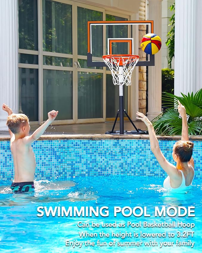 WIN.MAX Basketball Hoop Outdoor with Shatterproof Backboard and Larger Base, Portable Basketball Hoop Goal System Youth/Adults in Backyard/Driveway/Poolside