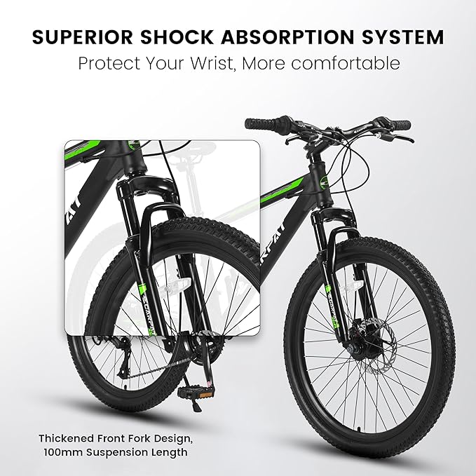 24/26/27.5 Inch Wheels Mountain Bike Shimano 21 Speeds with Mechanical Disc Brakes Aluminum/High-Carbon Steel Frame Suspension MTB Bikes Mountain Bicycle for Adult & Teenagers