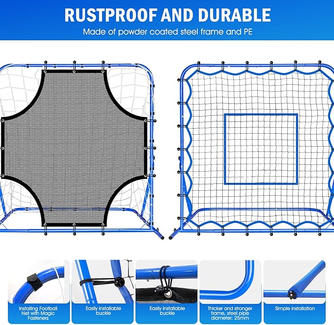 Three Mode Soccer Goal & Rebounder Net & Target Net,Four Targets for Precise Training,Tough-Built for Intense Shots,Quick-Switch Angle Soccer Training for Control/Passing Practice for Kids Teen