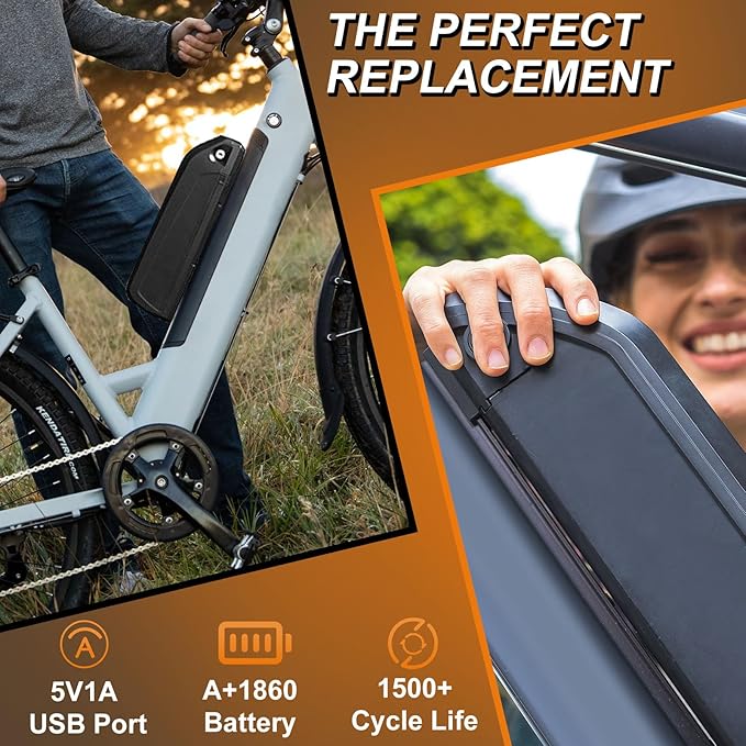 UAZ 36V 48V 52V Ebike Battery 4 Pin 10Ah 15Ah 20Ah Electric Bike Battery with 40A BMS Safe Lock, Led Indicator Light, for 200-1500W Motor Tricycle, Mountain Bicycle Batteries (36V10AH-4PIN)