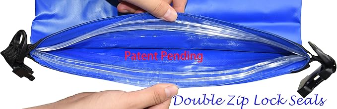 Freegrace Waterproof Dry Bags Set of 3 - Dry Bag with 2 Zip Lock Seals, Waist Pouch & Phone Case - Can Be Submerged Into Water for Swimming, Kayak, Rafting & Boating (Window, Navy Blue, 35L)