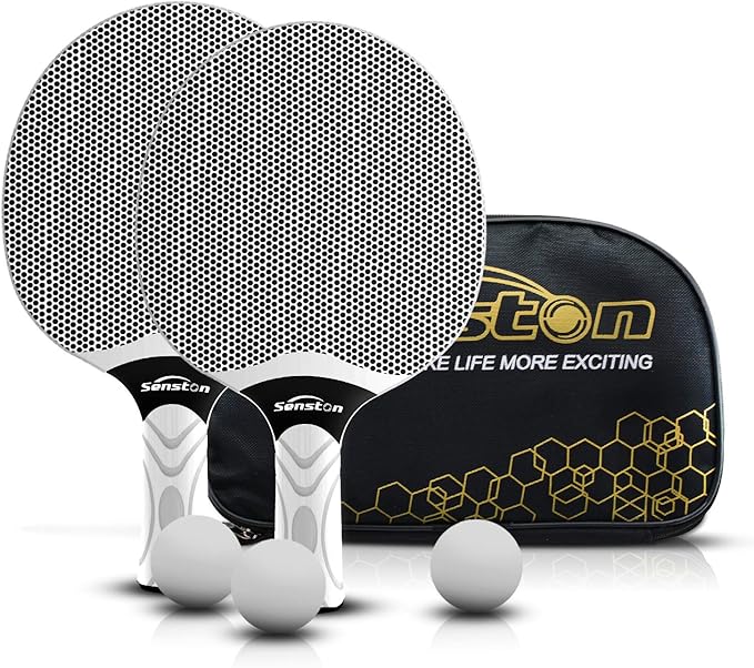 Senston Table Tennis Rackets Set, Professional Table Tennis Racket with 3 Balls, Composite Rubber Ping Pong Paddle Set