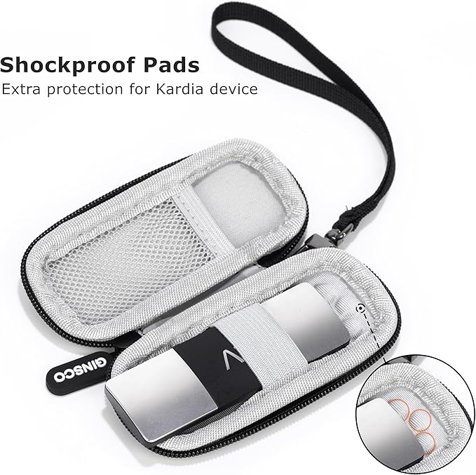 Ginsco Case for KardiaMobile 1-Lead Personal EKG Monitor Works with Most Smartphones, Hard Shell 1680D Oxford Carrying Case for AliveCor KardiaMobile 6L,Heart Monitor Travel Pouch with Carrying Strap