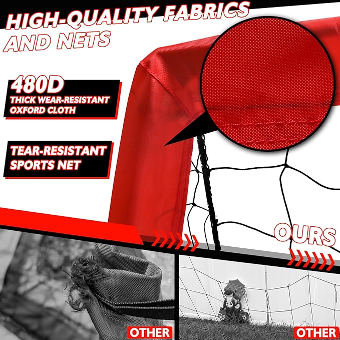 2 of 5×3 6x4 9x5 FT Portable Kids Soccer Goals Set, Foldable Soccer Practice Nets for Backyard with Carrying Bag for Toddler Youth Pop Up Soccer Training Equipment Indoor Outdoor Sports Game Gift