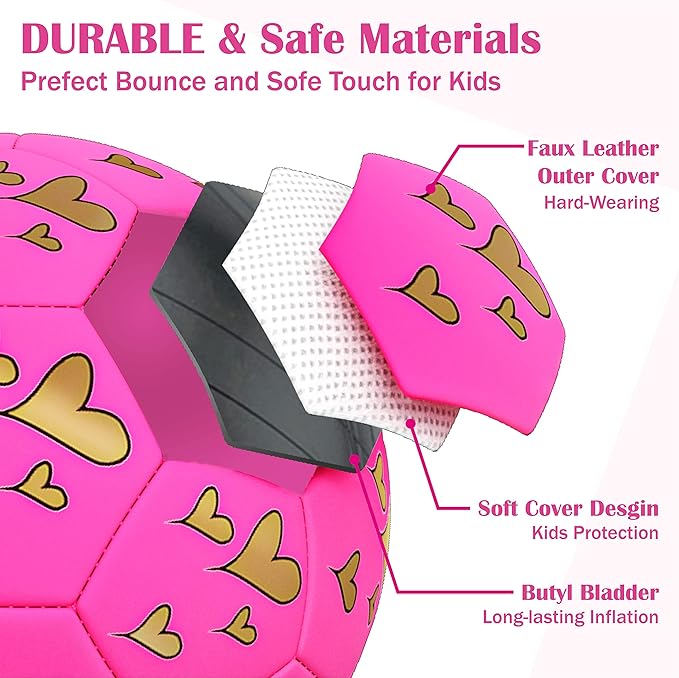 Soccer Ball Size 3, Size 4 - Kids Aged 3-5 6-8 8-12 Outdoors Sports Training Playing Ball Set with Pump Teens Girls Boys Back to School Gift