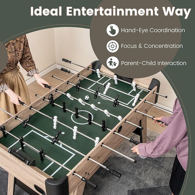 Goplus 54” Foosball Table for Adults, Competition Full Size Soccer Game Table with 2 Balls, 26 Players, Adjustable Leg Levelers, Arcade Football Table with for Kids Family Game Rooms, Bars, Parties
