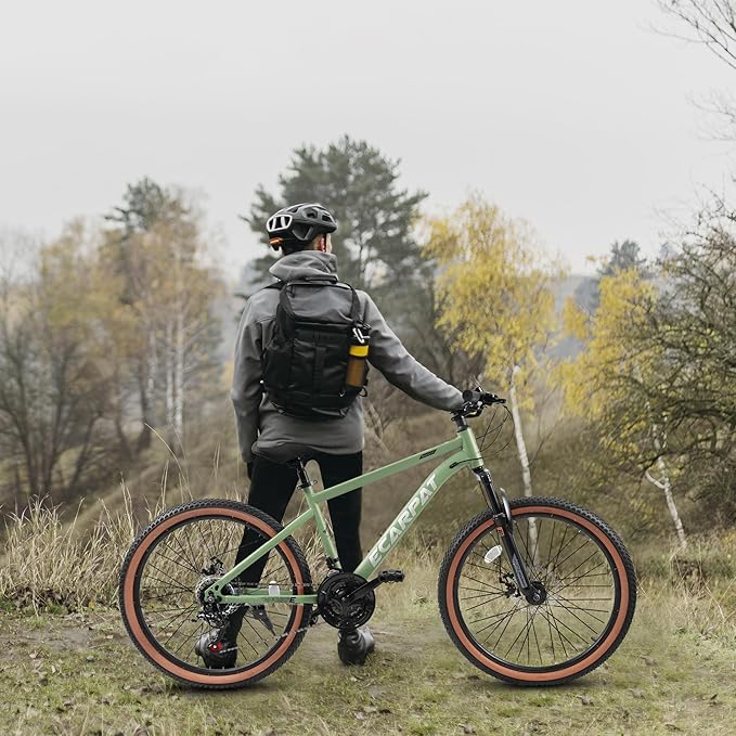 Mountain Bike 27.5 Inch Wheels, 21-Speed Mens Womens Trail Commuter City Mountain Bike,High Carbon Steel Frame Disc Brakes Thumb Shifter Front Fork Bicycles