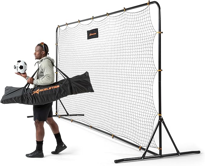 Soccer Rebounder Net 6x12 Feet Practice Soccer Training Equipment | Portable, Easy Assembly, Steel Frame | Perfect for Practicing Backyard Volley, Solo Training,Kickback, Passing, Pitchback
