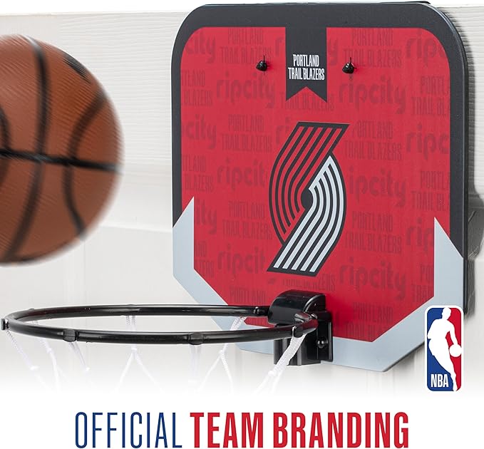 Franklin Sports NBA Team Over The Door Basketball Hoop - Kids Indoor Mini Basketball Hoop with Basketball - NBA Fan Shop Mini Hoop for Bedroom & Office