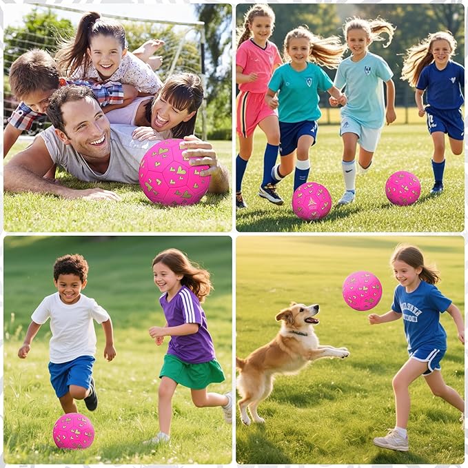 Soccer Balls Size 3 for Girls Soccer Ball for Kids Aged 4-6 6-8 Beginners Outdoors Sports Ball Recreation Playing Ball Birthday Christmas Back to School Gifts