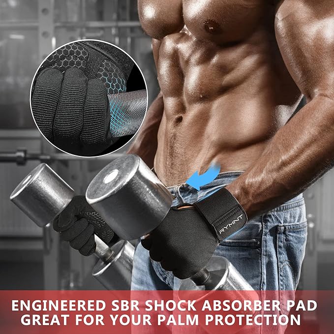 Full Fingers Workout Gloves for Women & Men - Gym Gloves with Extra Grip Foam Padding & Anti-Slip for Fitness, Training & Cycling