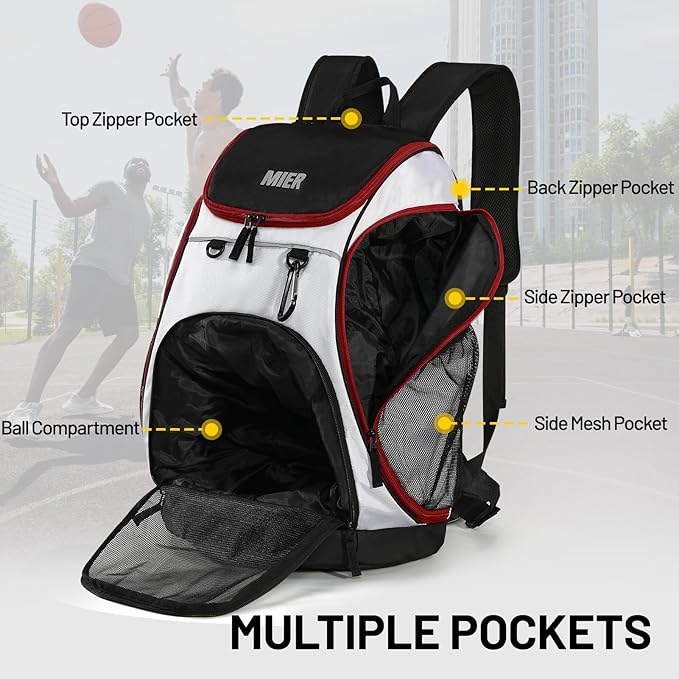 MIER Gym Backpack 40L Basketball Backpack with Ball Compartment & Shoes Storage Multi-Functional Sports Soccer Bag Large Equipment Back Pack Volleyball Backpacks for Men Women