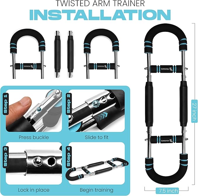 Twister Arm trainer for Men & Women – Adjustable (40-90 lbs) Chest & Arm Workout Equipment Portable Spring Home Gym Strength Trainer with 4 Spring, Anti-Slip Handles for Easy Grip & Carry Bag