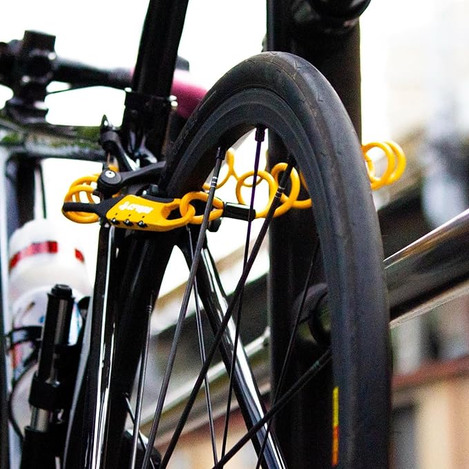 Q5-COCON 6ft Yellow Combination Bike Lock Cable, 3-Digit Resettable, Compact Design, Easy to Carry, Bicycle Lock Cable