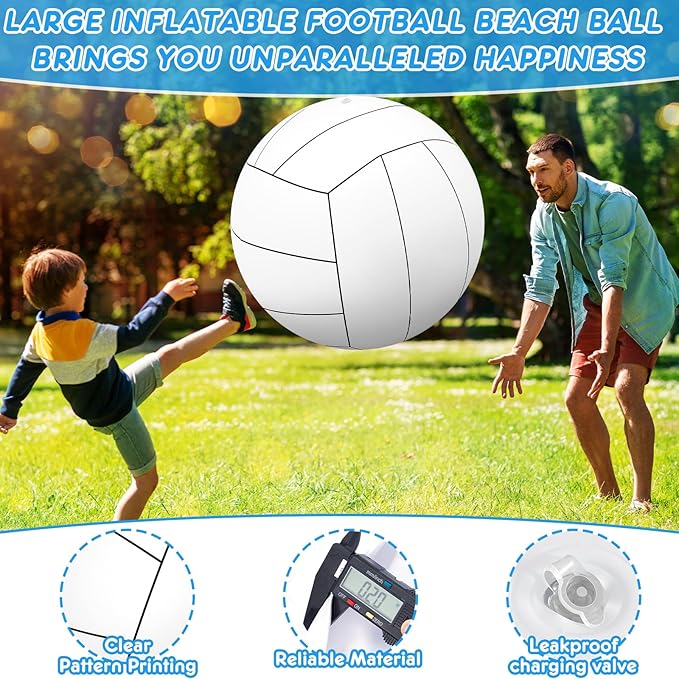 Lewtemi Giant Inflatable Sports Balls Large Inflatable Beach Ball Baseballs Soccer Rainbow Basketball Football for Sport Birthday Party Favor(2 Pcs,Baseball, Volleyball,27 Inch)