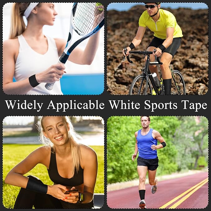 Hoolerry 12 Rolls 130 Yard Athletic Sports Tape Pre Wrap Very Strong Easy Tear No Sticky Residue Tape for Fingers Ankles Wrist Injury Wrap, Football Baseball Hockey Soccer(1.5 in,Black)