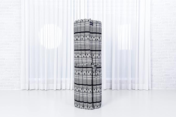 Leewadee - Kapok Roll Mat – Handcrafted Folding Sleep & Relaxation Mattress from Thailand, Ideal as Guest Bed, Camping Mat, Yoga Mat or Traditional Futon, 75 x 39 inches, Black White