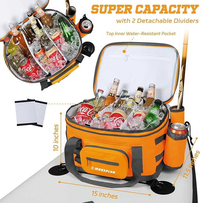 Waterproof Shell 24 cans Paddle Board Cooler Bag, Sup Deck,Kayak Cooler Bag Accessories
