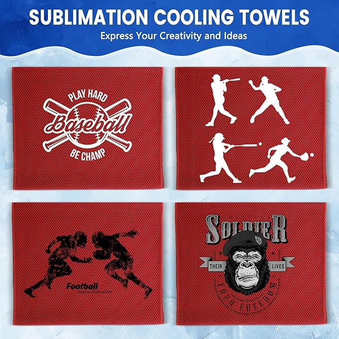 Hosuly 150 Pack Cooling Towels Bulk 40 x 12 Inch Large Chilly Breathable Sweat Sports Cold Towels Sublimation Microfiber Ice Neck Rags for Hot Weather Workout Baseball Softball Gym Team Gift(Red)