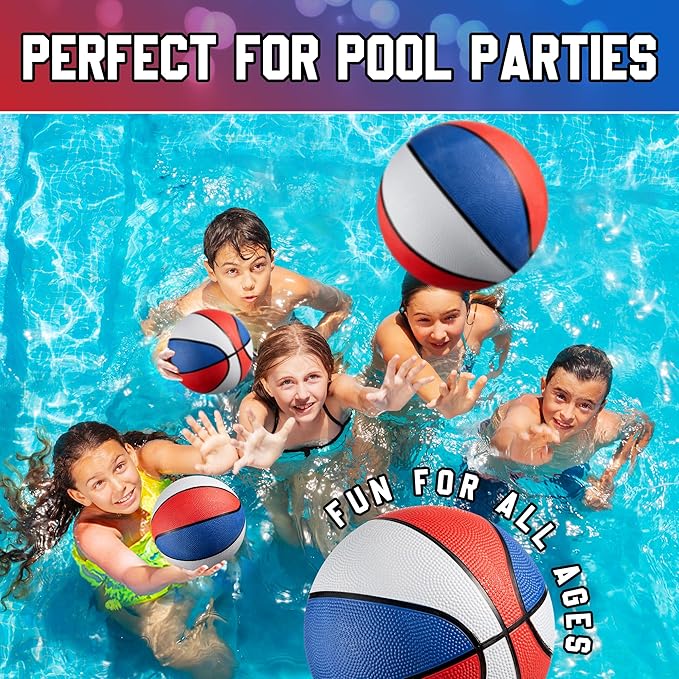 Rubber Mini Basketball Balls for Kids 7 Inch, Size 3 Pack of 3 - Pool Basketball for Mini Hoop Outdoor & Indoor