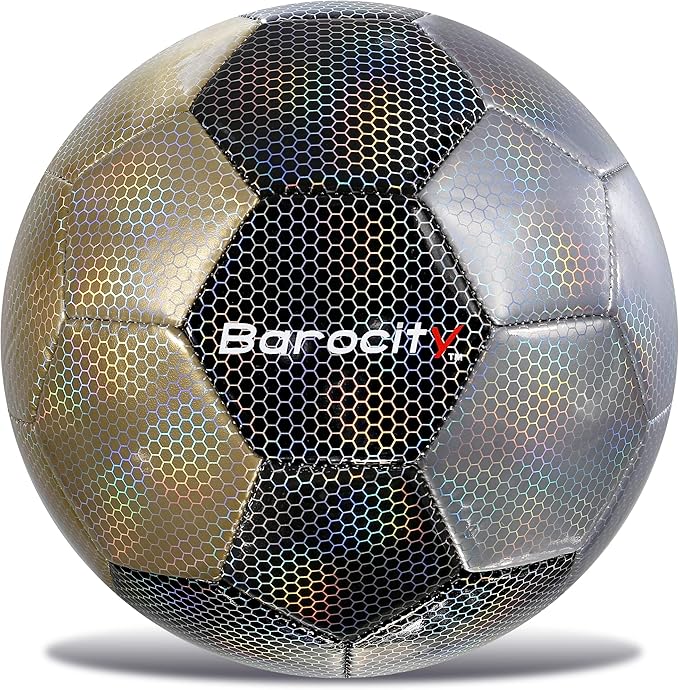 Soccer Ball - Premium Boy and Girl Official Match Ball with Cool Reflective Iridescent Rainbow Hex Pattern, Durable, Indoor, Outdoor, Training, Practice, Playtime and Games
