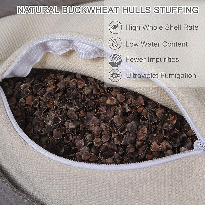 Round Velvet Meditation Pillow D=13"/16" H=5.5" Yoga Bolster Floor Pouf Zafu Buckwheat Meditation Cushion for Sitting on Floor,Removable Organic Cotton Cover Kneeling Pillow