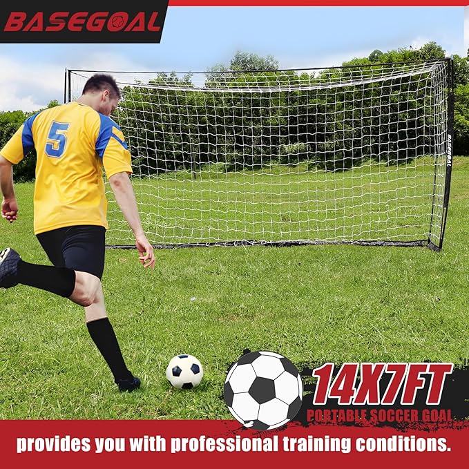 Soccer Goal,Soccer Net,Soccer Goals for Backyard,with Bow Frame,Collapsible Metal Base and Agility Ladder