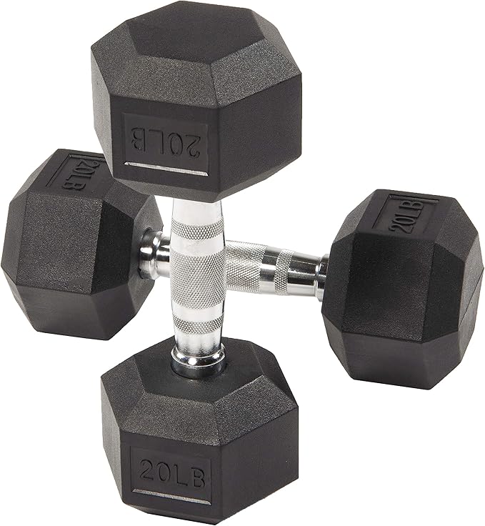 Rubber Encased Hex Dumbbell Set Contoured Handle for Muscle Toning, Strength Building & Full Body Workout, 60LB, 100LB and 150LB Set