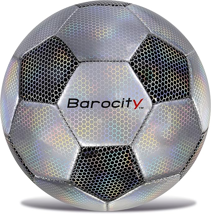 Soccer Ball - Premium Boy and Girl Official Match Ball with Cool Reflective Iridescent Rainbow Hex Pattern, Durable, Indoor, Outdoor, Training, Practice, Playtime and Games