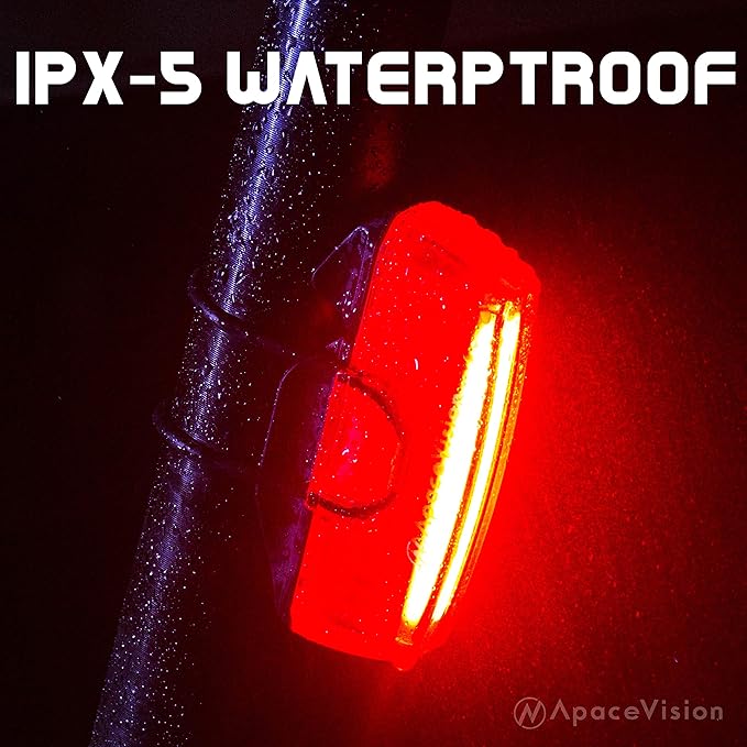 Bike Tail Light USB Rechargeable by Apace - Super Bright 100 Lumens LED Bicycle Rear Light Easily Clips on as a Red Taillight for Optimum Cycling Safety