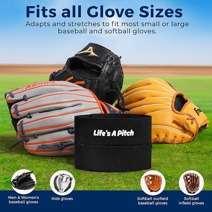 TOFL Baseball Glove Wrap | Premium Elastic Band for Perfect Glove Shape, Break-in & Maintenance | Shape Locker for Menâs & Womenâs Softball, Adult & Youth Baseball Mitts, Fits Big & Small Sizes