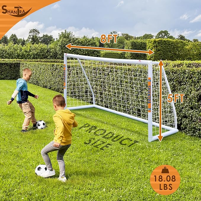 SHANTRA Soccer Goal, 12x6/10x6.5/8x5/6x4FT Soccer Goals for Backyard, Full Size Soccer Nets for Kids & Adults, Portable Soccer Goal with 2 Soccer Nets & 1 Carry Bag, Porterias De Futbol Soccer