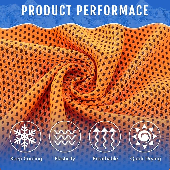 Hosuly 150 Pack Cooling Towels Bulk 40 x 12 Inch Large Chilly Breathable Sweat Sports Cold Towels Sublimation Microfiber Ice Neck Rags for Hot Weather Workout Baseball Softball Gym Team Gift (Orange)