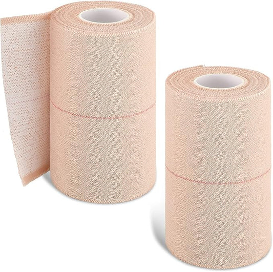 2 Rolls Adhesive Elastic Tape Bandage Tape Wrap Flexible Stretch Bandages for Sports Ankle, Knee and Wrist Sprains(Beige,3 Inch Wide)